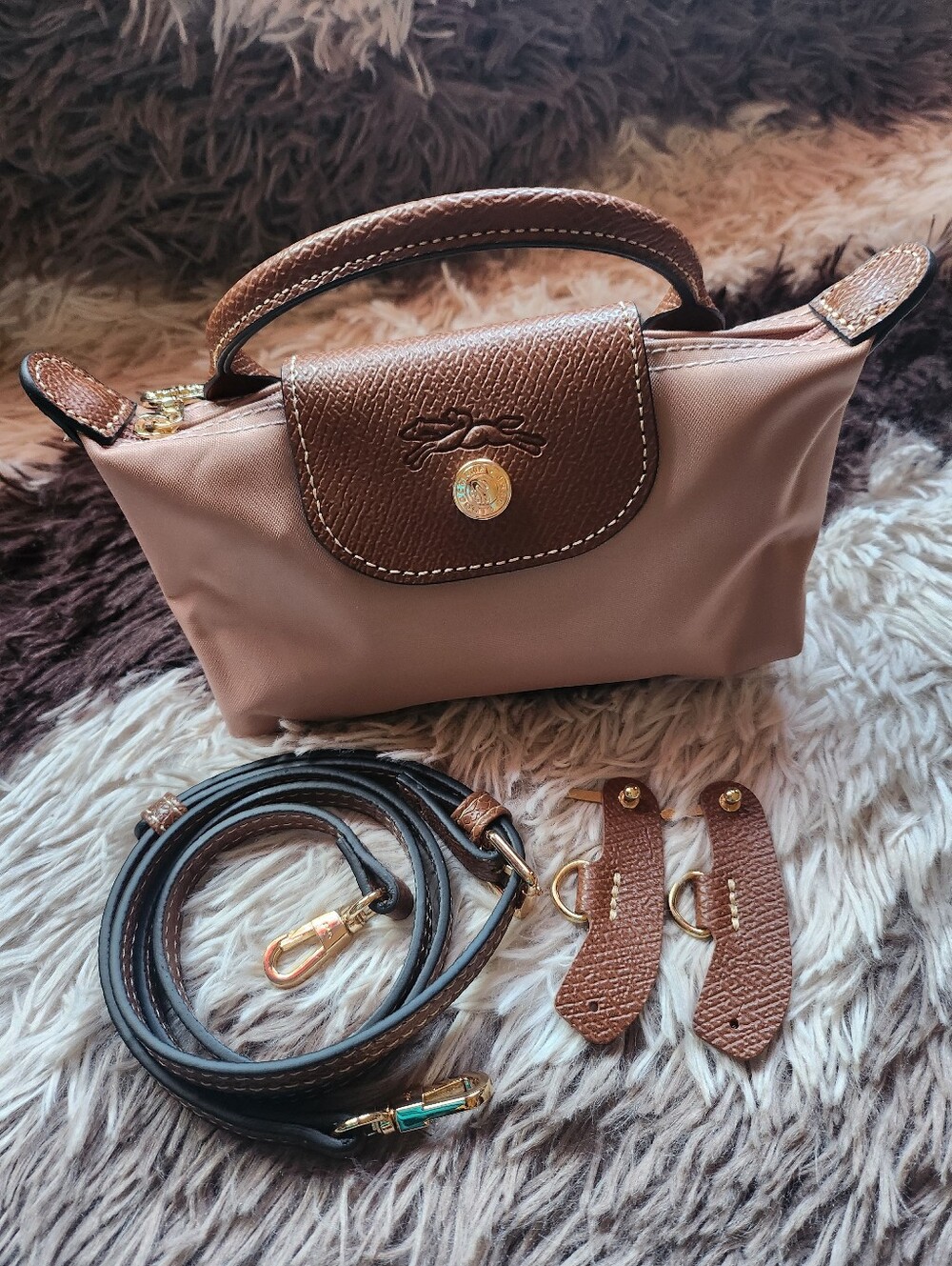 Longchamp Pink Blush Muave Mini Bag with Removable Strap NWT